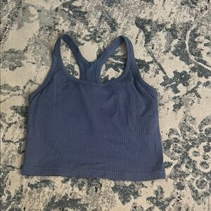 Lululemon Ebb to Street Blue Ribbed Racerback Crop Tank